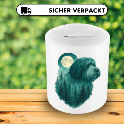 Spardose mit dem Motiv Tibet Terrier im Mondwald - Ansicht 4