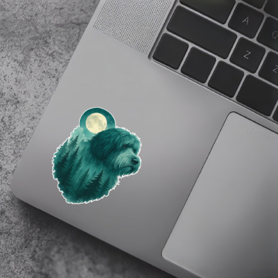 Tibet Terrier im Mondwald Aufkleber Bunt - Ansicht 7