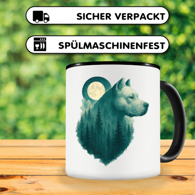 Tasse mit dem Motiv Dogo Argentino im Mondwald - Ansicht 4