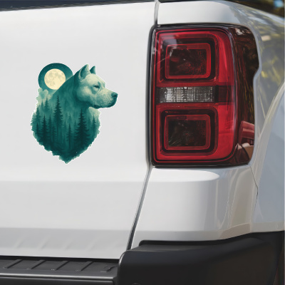 Dogo Argentino im Mondwald Aufkleber Bunt - Ansicht 2