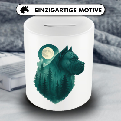 Spardose mit dem Motiv Dogo Canario im Mondwald - Ansicht 3