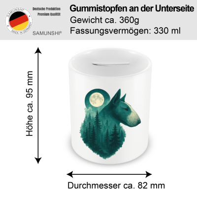 Spardose mit dem Motiv Bullterrier im Mondwald - Ansicht 2