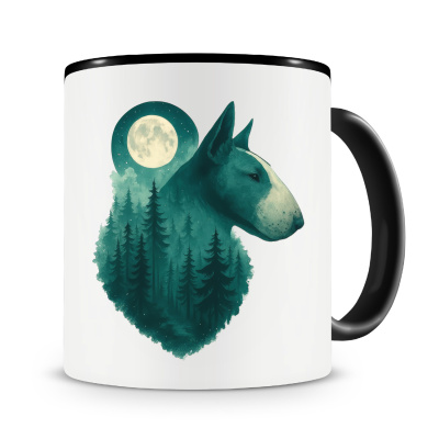 Tasse mit dem Motiv Bullterrier im Mondwald