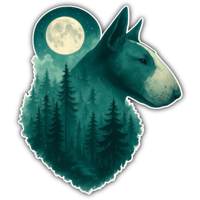Wandtattoo  Bullterrier im Mondwald 