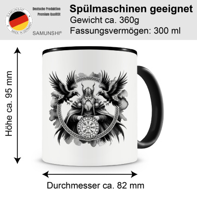 Tasse mit dem Motiv Odin mit Huginn und Muninn - Ansicht 2