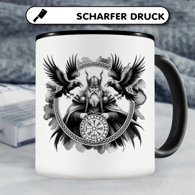Tasse mit dem Motiv Odin mit Huginn und Muninn - Ansicht 5