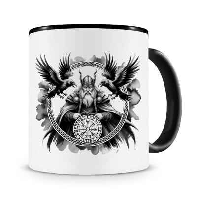 Tasse mit dem Motiv Odin mit Huginn und Muninn