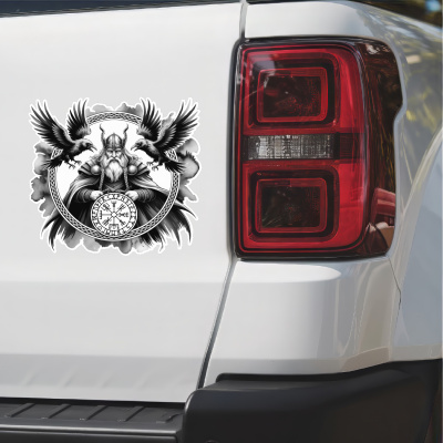 Odin mit Huginn und Muninn Aufkleber - Ansicht 2