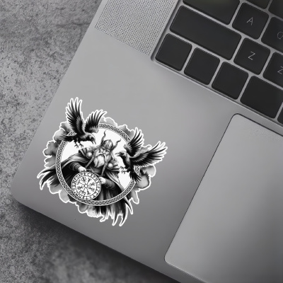 Odin mit Huginn und Muninn Aufkleber - Ansicht 7