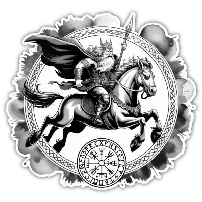 Odin mit Sleipnir Aufkleber