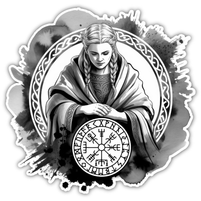 Buntes Wandtattoo  Frigg Gttin der Mutterschaft 