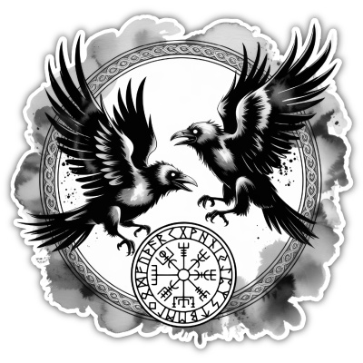Huginn und Muninn Aufkleber