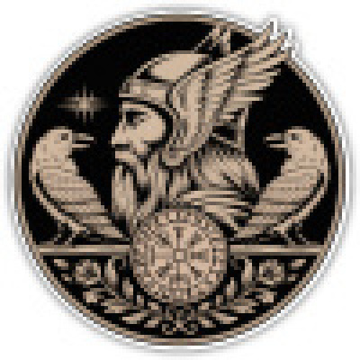 Buntes Wandtattoo  Odin mit Huginn und Muninn Sepia 