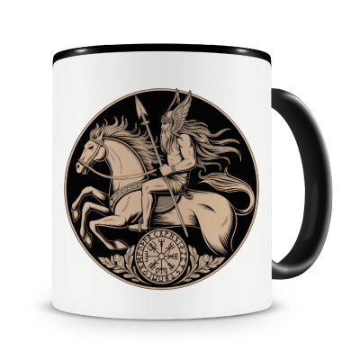 Tasse mit dem Motiv Odin mit Sleipnir Sepia