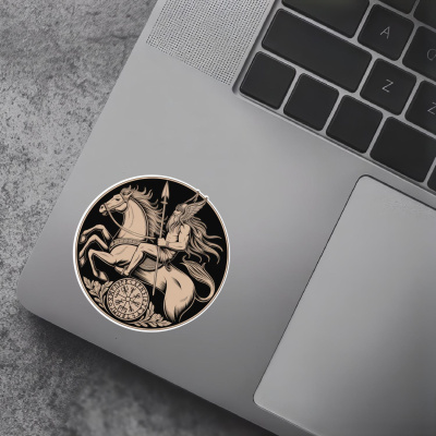 Odin mit Sleipnir Sepia Aufkleber - Ansicht 7