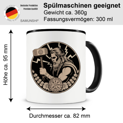Tasse mit dem Motiv Thor mit Hammer Mjlnir Sepia - Ansicht 2