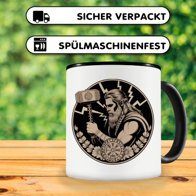 Tasse mit dem Motiv Thor mit Hammer Mjlnir Sepia - Ansicht 4
