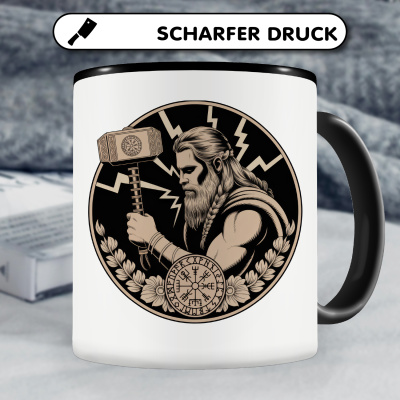 Tasse mit dem Motiv Thor mit Hammer Mjlnir Sepia - Ansicht 5