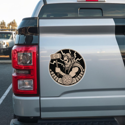 Thor mit  Hammer Mjlnir Sepia Aufkleber - Ansicht 2