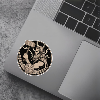 Thor mit  Hammer Mjlnir Sepia Aufkleber - Ansicht 7