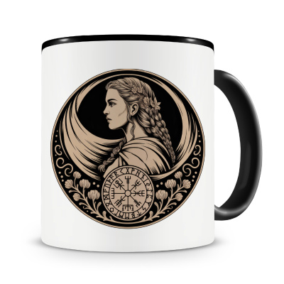 Tasse mit dem Motiv Frigg G�ttin der Mutterschaft Sepia