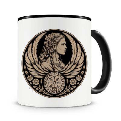 Tasse mit dem Motiv Freya G�ttin der Sch�nheit Sepia