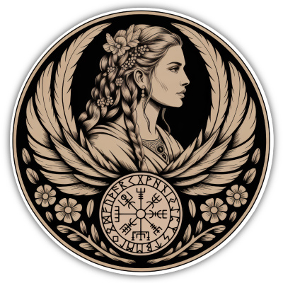 Buntes Wandtattoo  Freya Gttin der Schnheit Sepia 