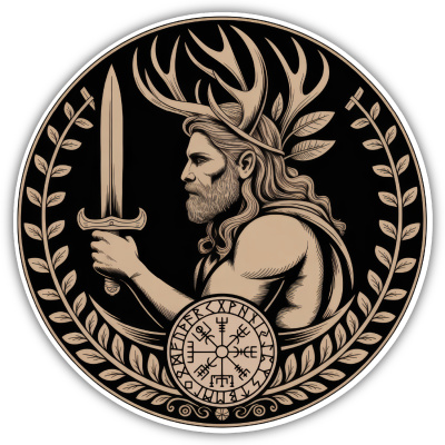 Buntes Wandtattoo  Heimdall Wchter der Gtter Sepia 