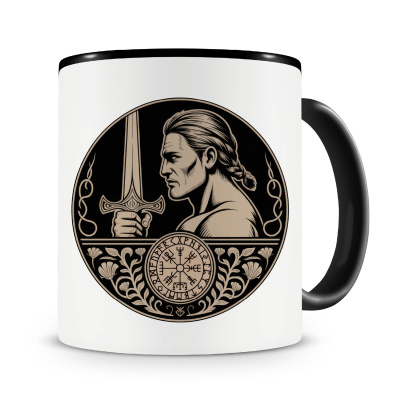 Tasse mit dem Motiv Tyr Gott des Krieges Sepia
