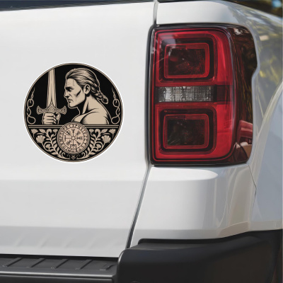 Tyr Gott des Krieges Sepia Aufkleber - Ansicht 2