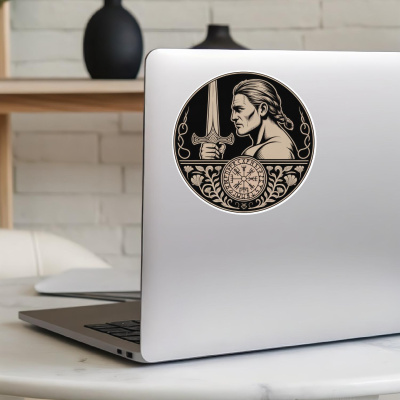 Tyr Gott des Krieges Sepia Aufkleber - Ansicht 5