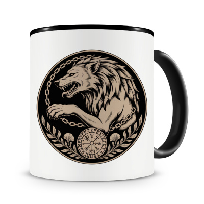 Tasse mit dem Motiv Fenrir der Wolf Sepia