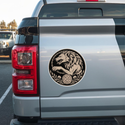 Fenrir der Wolf Sepia Aufkleber - Ansicht 2