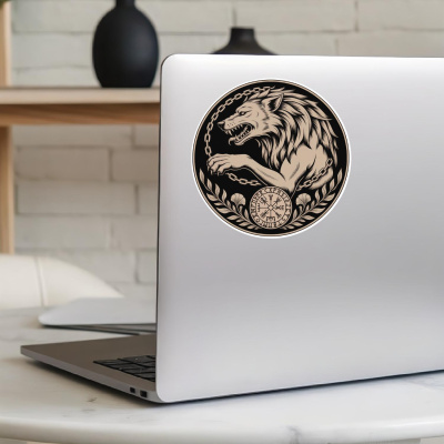 Fenrir der Wolf Sepia Aufkleber - Ansicht 5