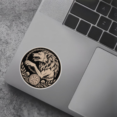 Fenrir der Wolf Sepia Aufkleber - Ansicht 7