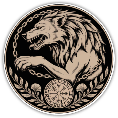 Fenrir der Wolf Sepia Aufkleber