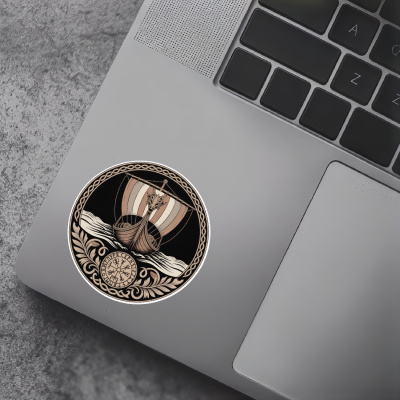 Wikinger Langschiff Sepia Aufkleber - Ansicht 7