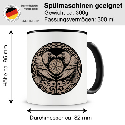 Tasse mit dem Motiv Huginn und Muninn Sepia - Ansicht 2