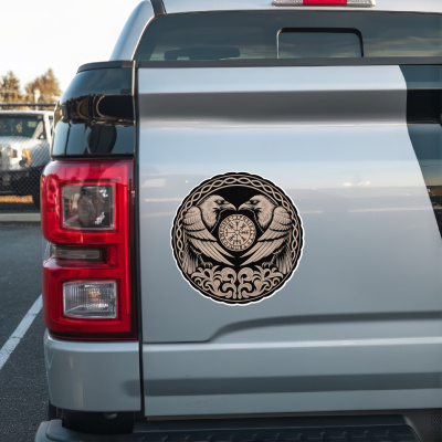 Huginn und Muninn Sepia Aufkleber - Ansicht 2