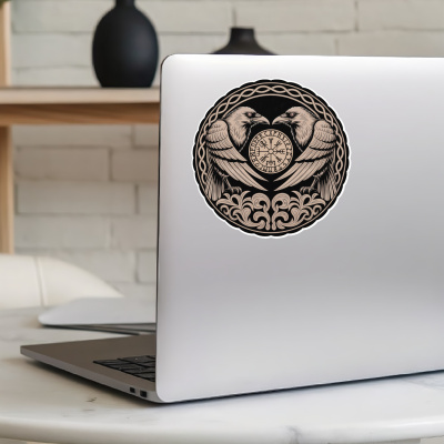 Huginn und Muninn Sepia Aufkleber - Ansicht 5