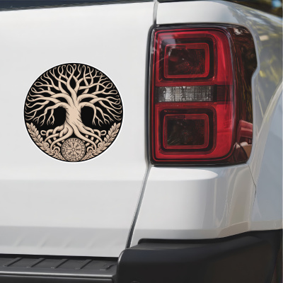 Yggdrasil Baum des Lebens Sepia Aufkleber - Ansicht 2