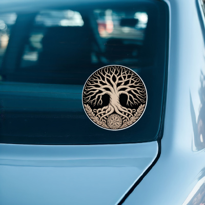 Yggdrasil Baum des Lebens Sepia Aufkleber - Ansicht 3