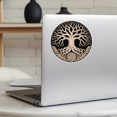 Yggdrasil Baum des Lebens Sepia Aufkleber - Ansicht 5