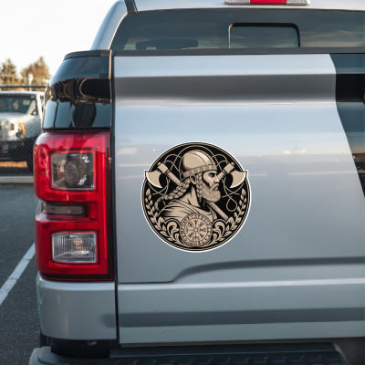 Wikinger mit xten Sepia Aufkleber - Ansicht 2