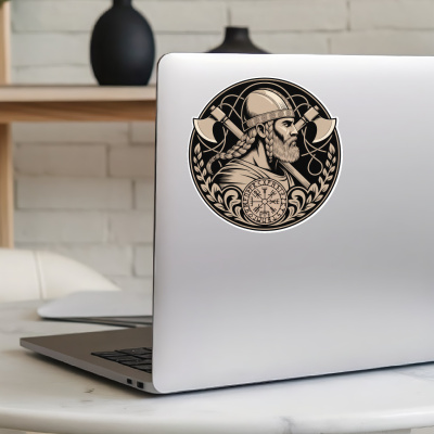 Wikinger mit xten Sepia Aufkleber - Ansicht 5