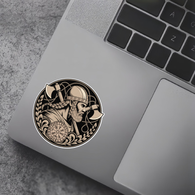 Wikinger mit xten Sepia Aufkleber - Ansicht 7