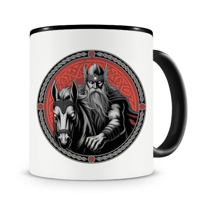 Tasse mit dem Motiv Odin mit Sleipnir Rot