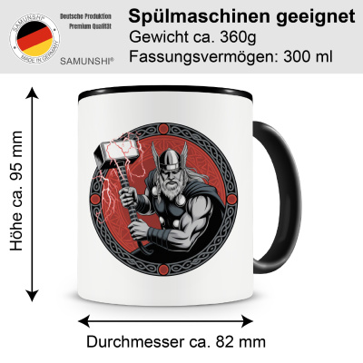 Tasse mit dem Motiv Thor mit Hammer Mj�lnir Rot - Ansicht 2