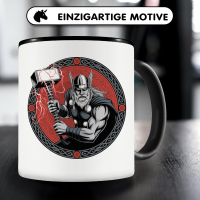 Tasse mit dem Motiv Thor mit Hammer Mj�lnir Rot - Ansicht 3