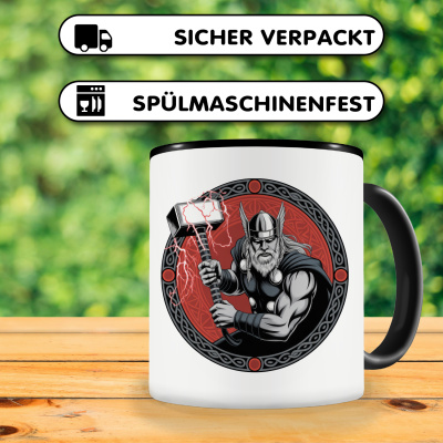 Tasse mit dem Motiv Thor mit Hammer Mj�lnir Rot - Ansicht 4